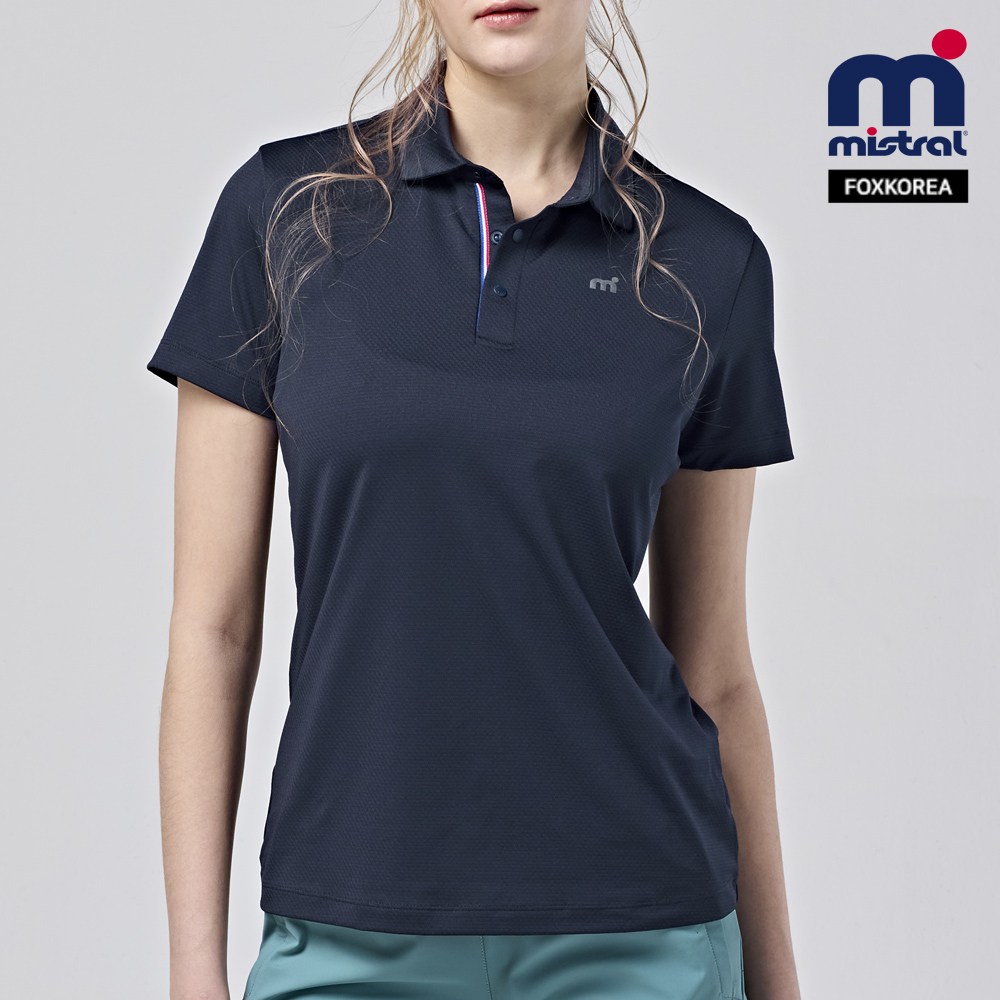 미스트랄 여성 스판 반팔 카라 티셔츠 NAVY SPTRS663262 100