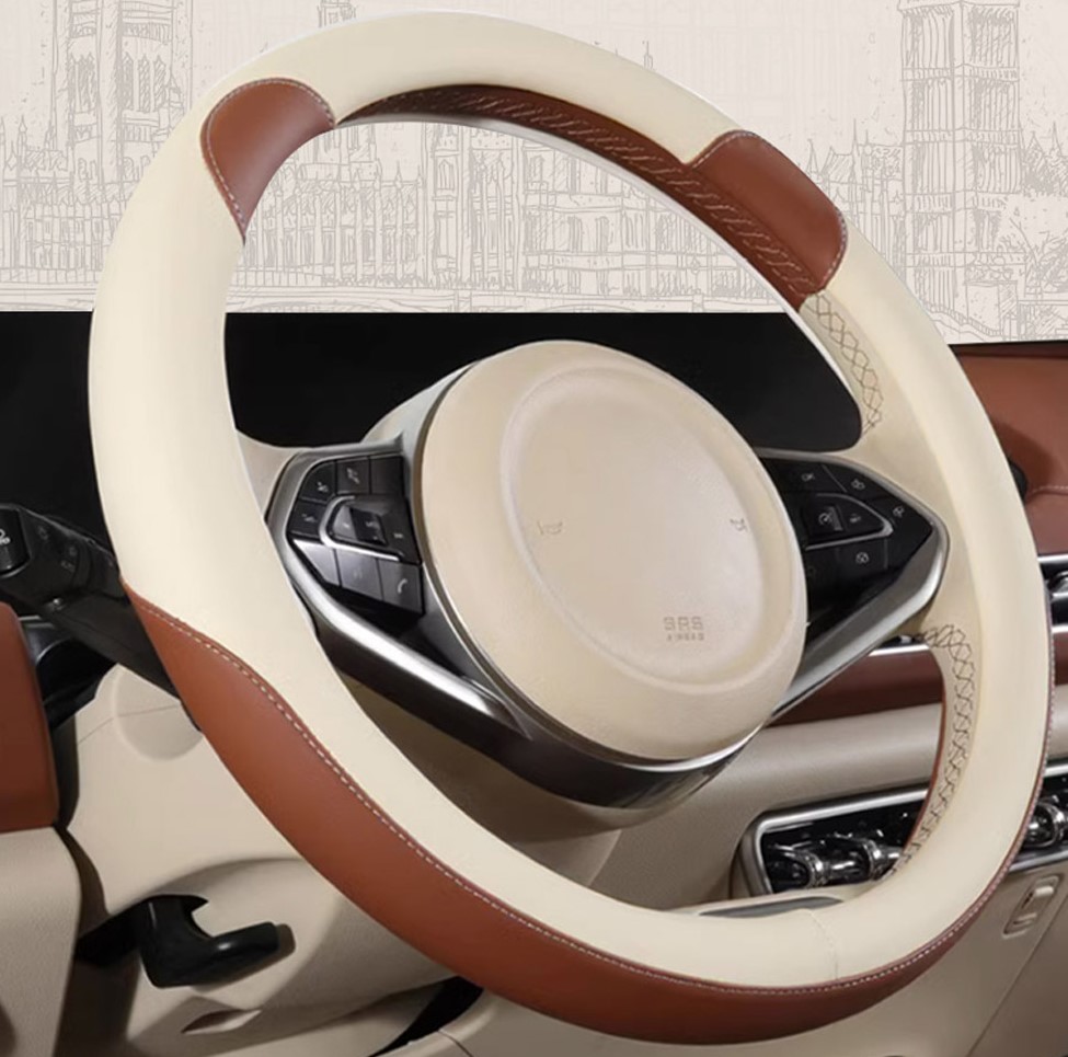 오토런 C99 투톤 곰돌이 자동차 핸들커버 (1개)_이미지