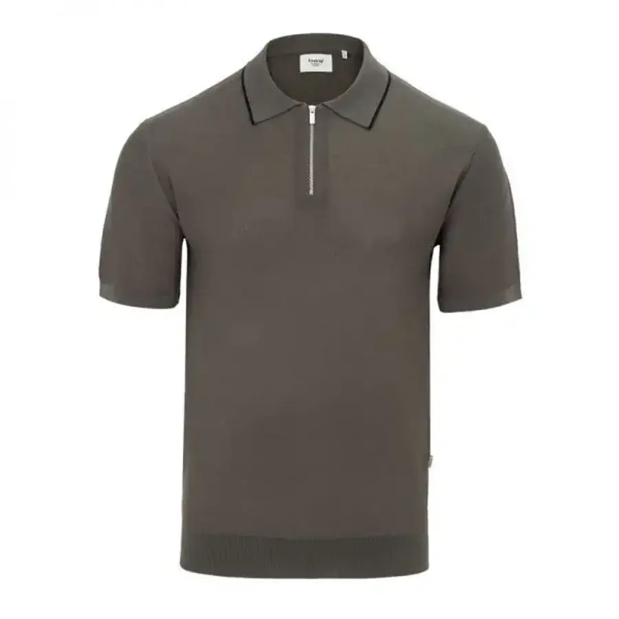파이어트랩 Firetrap 정규 핏 지퍼 넥 반팔 셔츠 그린 7621515_이미지