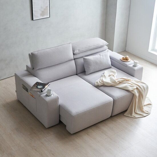 에보니아 무브 모션 슬라이드 확장형 아쿠아스웨이드 패브릭 소파 3인용_이미지