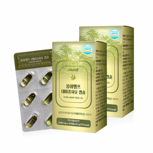 비웰 퓨어햄프 대마종자유 캡슐 1000mg 30캡슐 (2개)