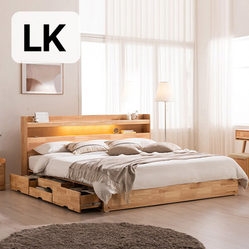 삼익가구 태리 4단 수납 원목 LED침대 LK (텐셀독립)_이미지