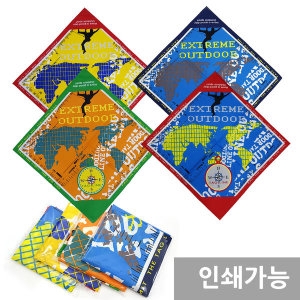 [불명] 세계지도 등산스카프 58x58 면60수 손수건 스카프