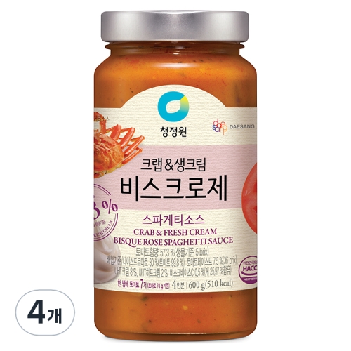 크랩생크림 비스크로제 스파게티소스 600g 4개