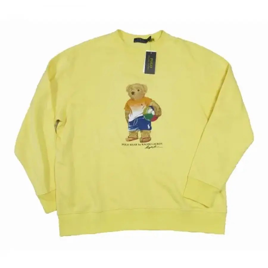 폴로 빅앤톨 남성 옐로우 베어 그래픽 플리스 스웨트셔츠 5642593