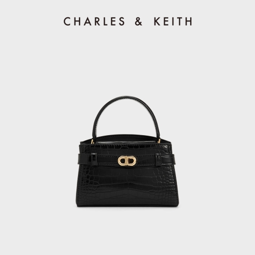 찰스앤키스 CHARLESKEITH 23NEW CK2-50270880-1 크로커다일 토트 켈리 크로스백 Black_이미지
