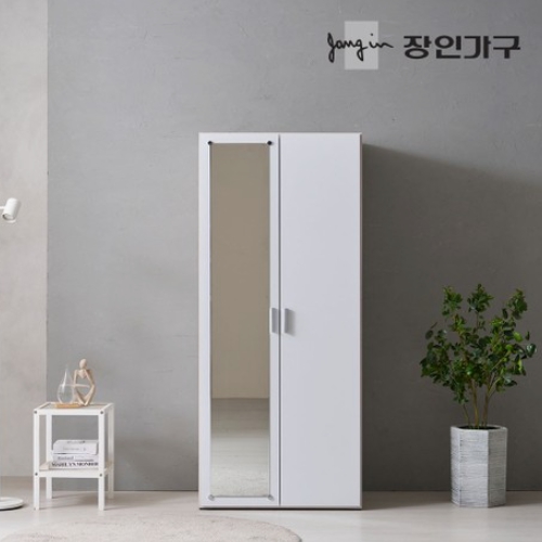 장인가구 마카롱 전신거울 선반옷장 800