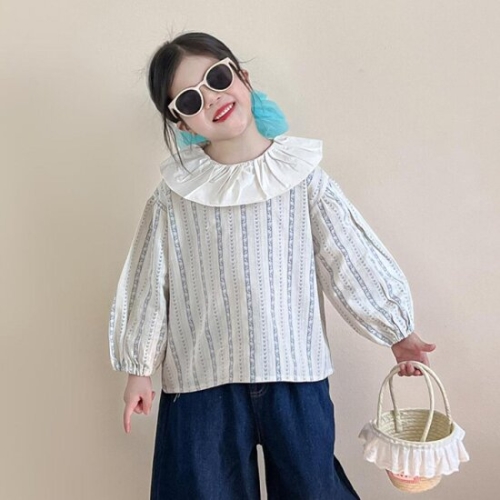 베이비맥스 스트라이프 프릴 카라 블라우스 R14814_이미지