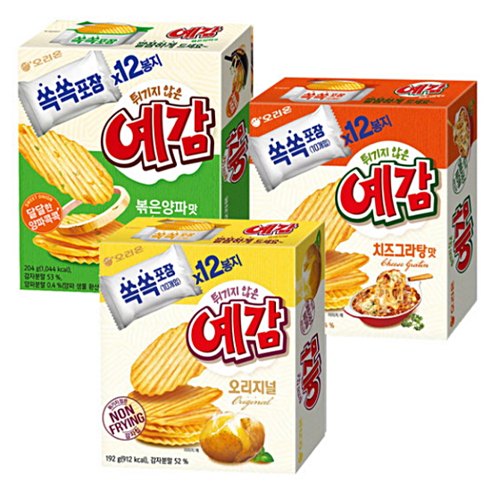 오리온 예감 오리지널 192g + 치즈그라탕맛 204g + 볶은양파맛 204g이미지입니다. 누르면 해당 게시물로 새창이동합니다.