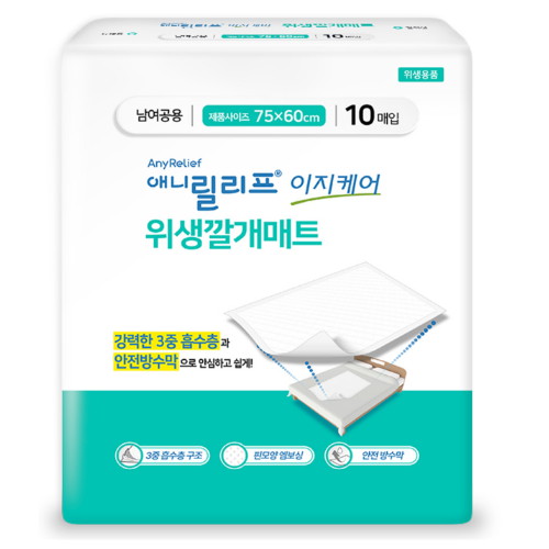 이앤더블유 애니릴리프 이지케어 위생깔개매트 10개 (1팩(10개))_이미지