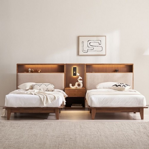 레이 호텔식 트윈 LED침대 SS+SS+협탁