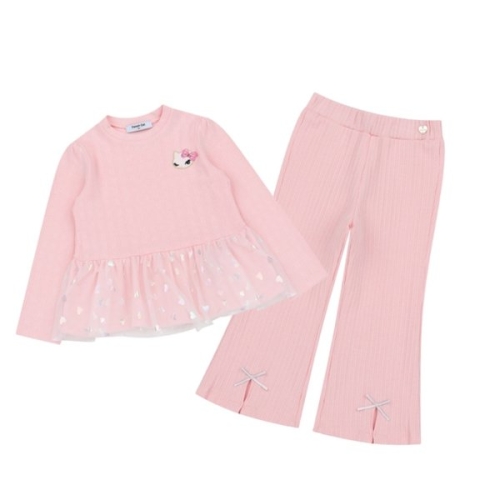 프렌치캣 Q61DDT270P150 U 핑크 하트 샤 티셔츠 바지 세트_이미지