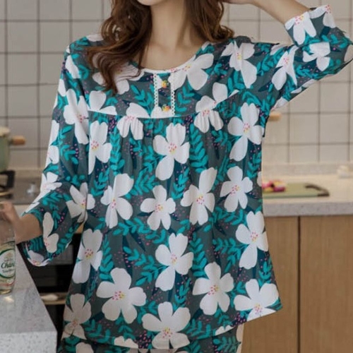 오너클랜 왕꽃 긴팔잠옷 홈웨어 LDS-210308 패션