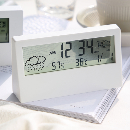 투 창 전자 온습도계 화이트 무소음시계 탁상시계 디지털시계 LED시계 예쁜시계