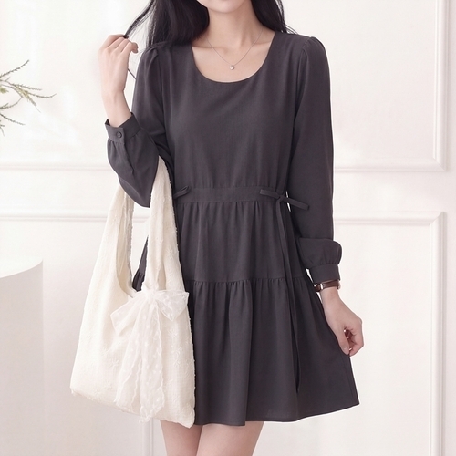 올리비에스클로젯 사이드 리본 캉캉 원피스_O2603OP008A_이미지