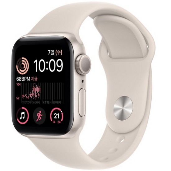 APPLE 워치 SE 2세대 40mm 스타라이트 알루미늄 (스포츠밴드, 해외구매)