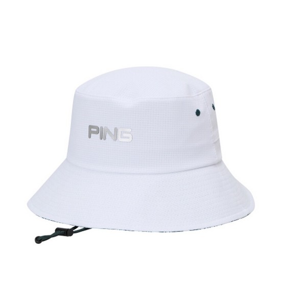 핑 하챙 패턴 버킷햇 111E2CP407_WH