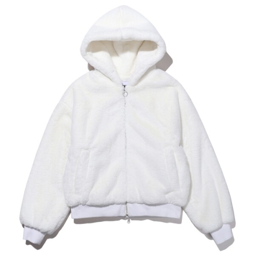 UFC SPORT 엠블럼 오버핏 퍼 후드 자켓 W 오프 화이트 U2FJT42