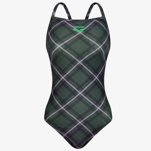 여성 니팅 체크 원피스 크로스 스트랩백 A5FL1LO12BRW