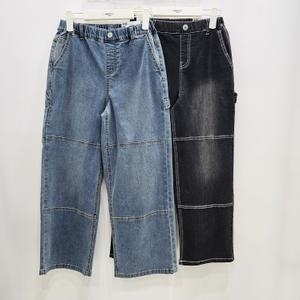 행텐주니어 풀밴딩 스티치 절개 와이드 데님팬츠 14520-055-404-10 560561_14520-055-404-10_이미지