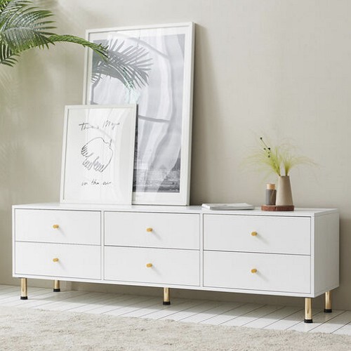 인터데코 KD492 뷰티화이트 2단 거실장 1600