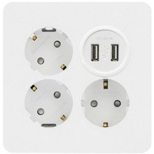 디아트 3구 USB 2포트 콘센트 화이트
