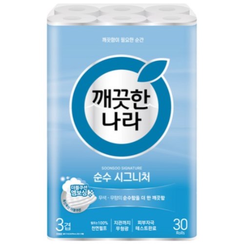 깨끗한나라 순수 시그니처 27m (30롤) (2팩)_이미지