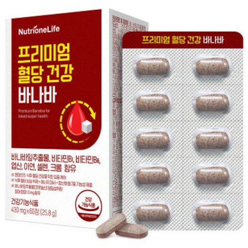 뉴트리원 뉴트리원라이프 프리미엄 혈당 건강 바나바 60정 (1개)