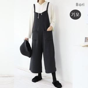 보리맘 겨울 밍크 털 점프수트 멜빵바지 융 기모 바지 임부복_이미지
