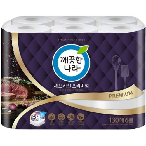 깨끗한나라 ㅤ셰프키친 프리미엄 130매 (6롤) *2팩_이미지