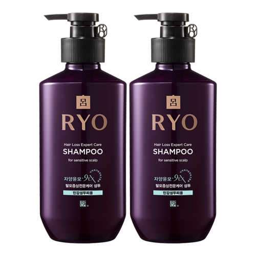려 자양윤모 9EX 탈모증상케어 샴푸 민감성 두피용 400ml (2개)_이미지
