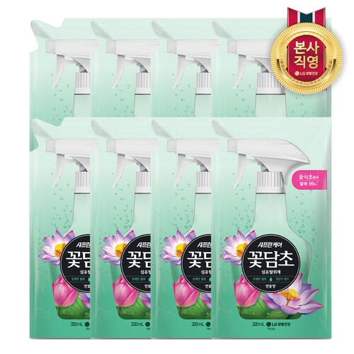 LG생활건강 샤프란케어 꽃담초 섬유탈취제 연꽃향 리필 320ml (8개)