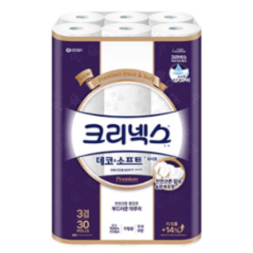 크리넥스 데코 앤 소프트 화이트 25m (30롤) (2팩)_이미지