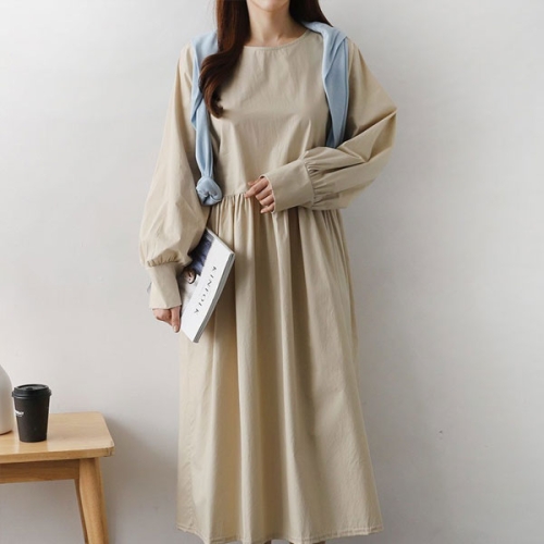 마미누리 뒷단추원피스 여성의류 하객 롱 면 임부