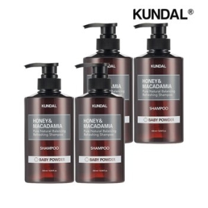 쿤달 허니 앤 마카다미아 네이처 샴푸 베이비파우더 500ml (4개)