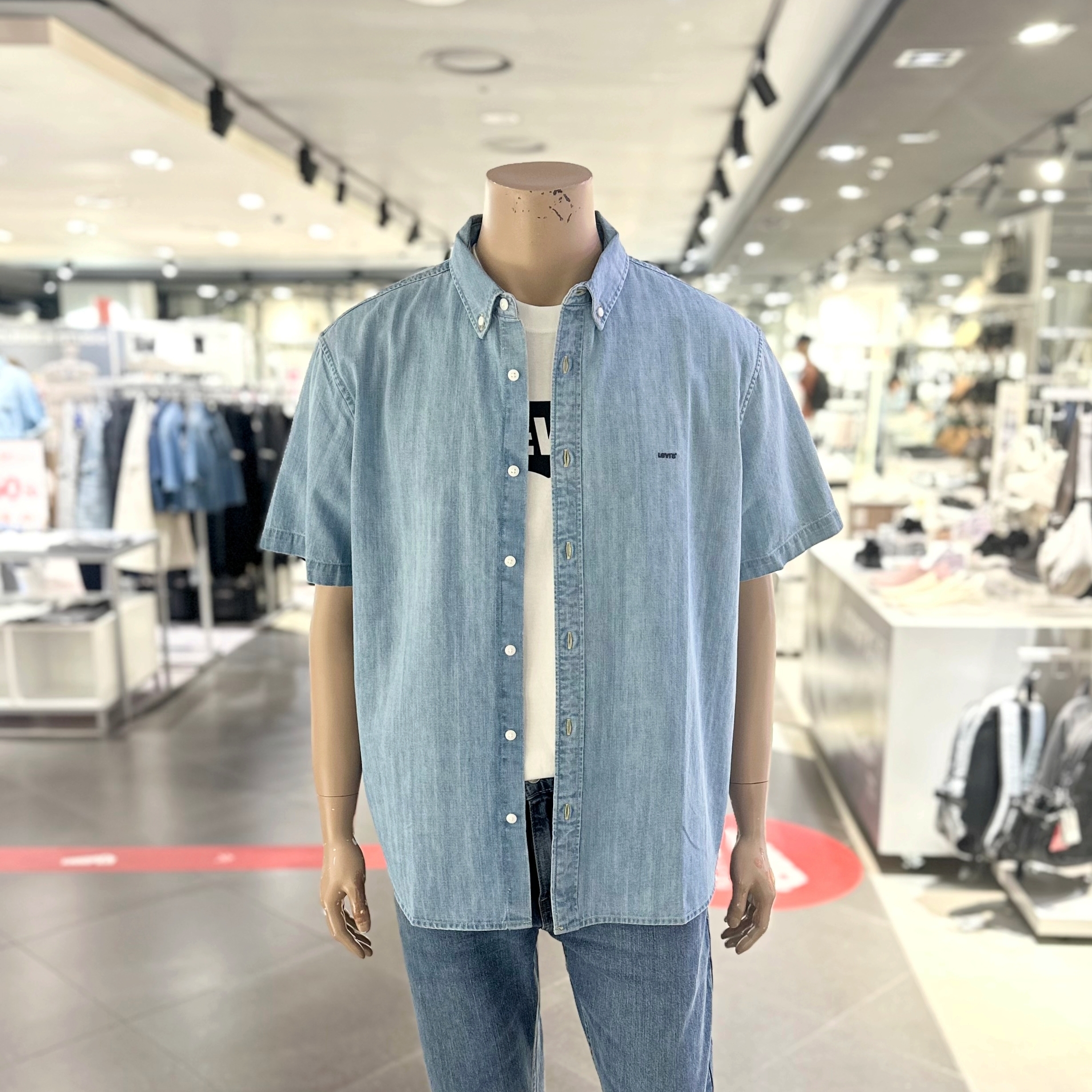 남여공용 클래식 웨스턴 오리지널 워싱 반팔 데님셔츠 루즈오버핏 LA9161007