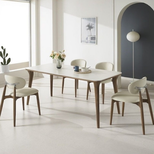 데코라인 워라벨 고무나무 원목 세라믹 식탁 1800 (의자4개)_이미지