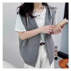 앳마크 니티드후드포켓집업베스트_AA51VT008G_이미지