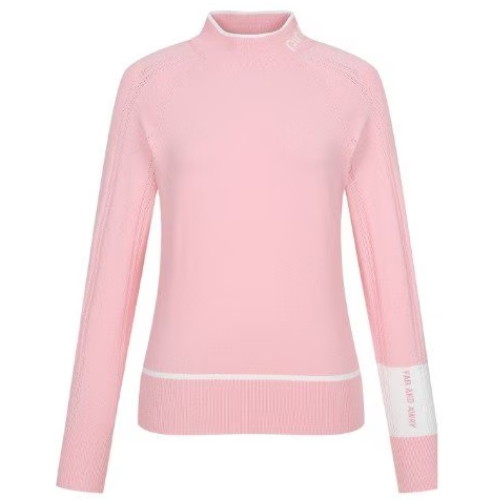 핑 배색 모크넥 래글런 긴팔 니트 121D1SR182 (PK, 핑크)_이미지