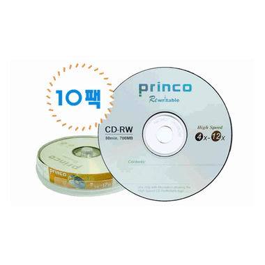 프린코 CD-RW 700MB 12x 케익 (10장)