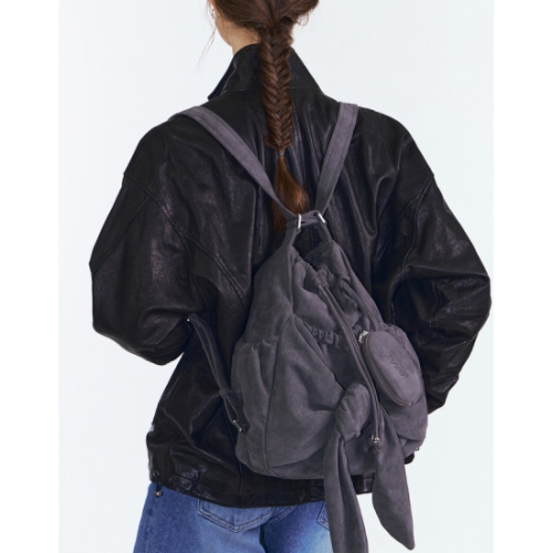 바네사브루노 아떼 액세사리 RUBAN 르봉 그레이 스웨이드 원단 리본 백팩 겸 숄더백 S AABA5E917G2_이미지