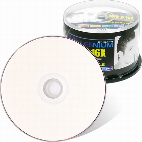 Millennium DVD-R 4.7GB 16x 와이드 프린터블 케익 (50장)_이미지