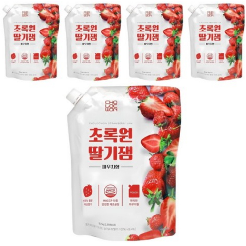 초록원 딸기잼 파우치형 1kg (5개)_이미지