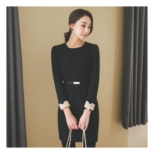 오드 DRH523 심플 소매배색 원피스 147493