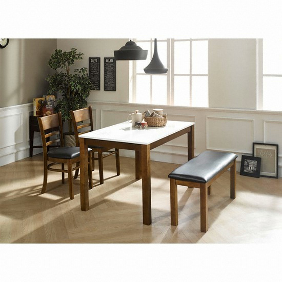 동서가구 케빈 하이그로시 식탁 1150 (의자2개+벤치1개)_이미지