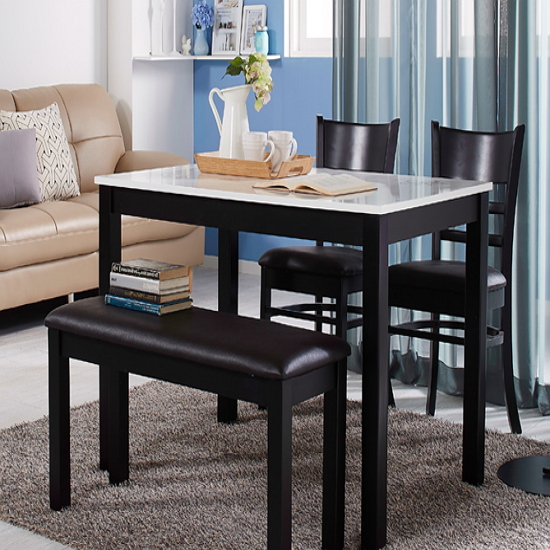 동서가구 케빈 하이그로시 식탁 1150 (의자2개+벤치1개)_이미지