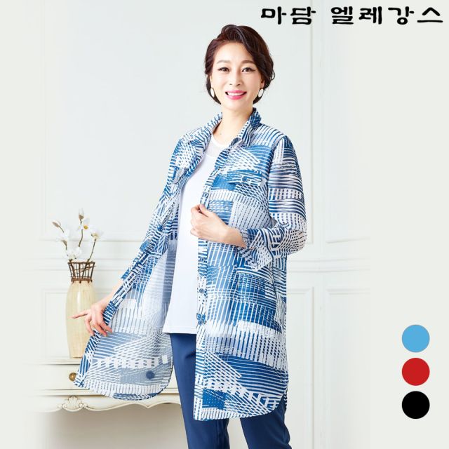 멀티체크 시어서커 롱 재킷 K201JK05