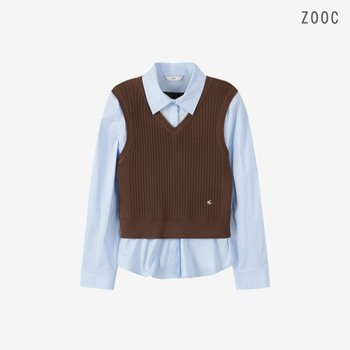 대현 ZOOC 니트 레이어드 배색 셔츠 BR_V261PSC902