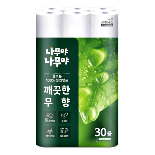 나무야나무야 깨끗한 무향 25m (30롤) (2팩)_이미지