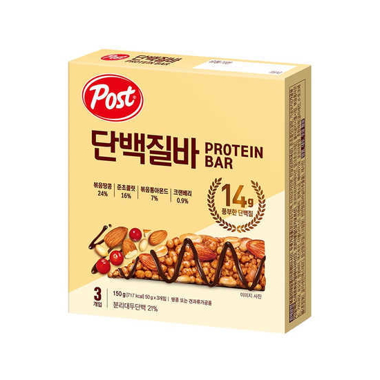 동서식품 포스트 <b>단백질</b><b>바</b> 3개입 150g
